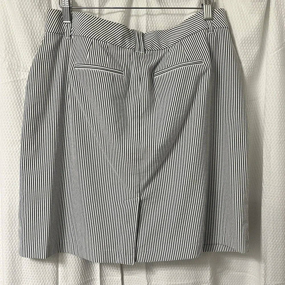 Charter Club Lined Skirt Blue Striped Skirt W Pockets Old Money Country Club EUC